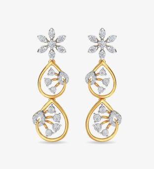 Diamond Trinity Earring Dangler Rose Gold
